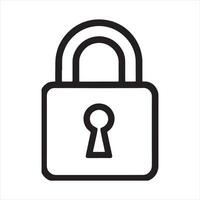 Lock icon Thin line silhouette on white background vector