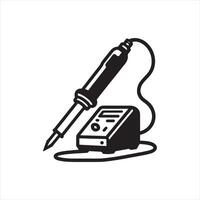 Soldering iron icon linear silhouette on white background vector