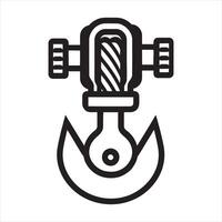 Winch hook icon Thin line silhouette white background vector