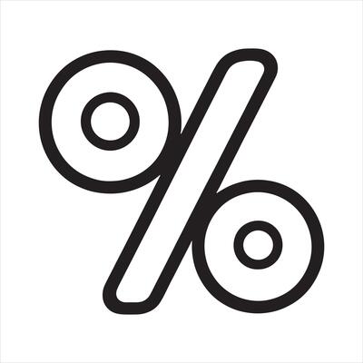 Percentage Icon Thin line silhouette on white background
