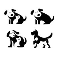 dog and cat silhouette design set vector
