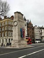 A monument with flags on it photo
