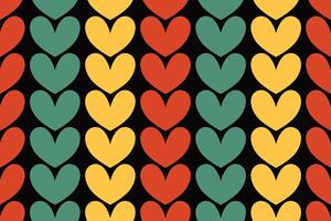 A colorful pattern with hearts on black background,kwanzaa seamless pattern Black history month. vector