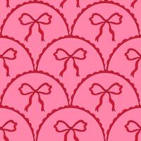 Seamless pattern with red bows on a pink background. graphics. vector