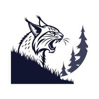 Lynx head with a mountain background vector