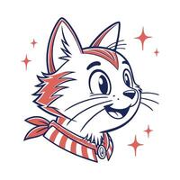 A cartoon cat with a red and white scarf vector