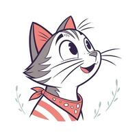 A cartoon cat with a red and white striped bandana vector