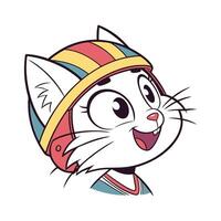 A cartoon cat wearing a helmet and a smile vector