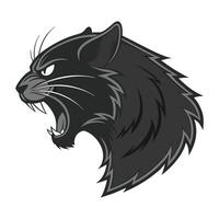 Black panther head with open mouth on a white background vector