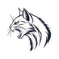 A cat head with its mouth open and its tail vector