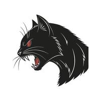 A black cat with red eyes and open mouth vector