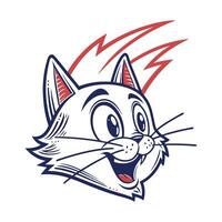 A cartoon cat with a lightning bolt coming out of its head vector