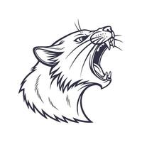 A black and white drawing of a cat's head vector