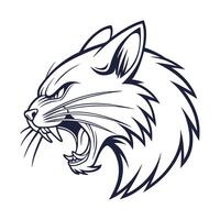 A cat head with its mouth open vector