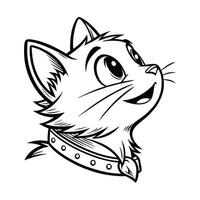 A cartoon cat with a collar on its head vector
