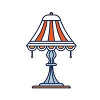 Elegant bold outline design of a vintage table lamp with intricate decorations, perfect for home decor art projects vector