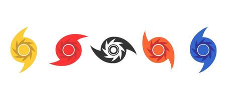 Hurricane disaster symbol design in set. Illustration for information, education, warning, advertising vector