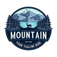 mountain logo design with deer.for deer hunting vector