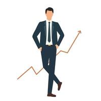 businessman standing on a graph chart vector
