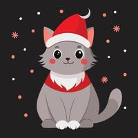 Cute and festive Christmas Cat , ideal for clipart, line art, and digital design projects. Great for seasonal graphics and prints. vector