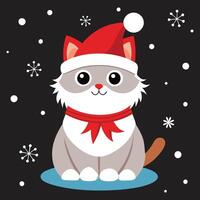 Adorable Christmas Cat art featuring charming designs for clipart, line art, and holiday decor. Perfect for creative projects and digital use. vector