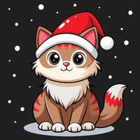 Christmas Cat design with festive elements, ideal for seasonal clipart, prints, and digital art. Great for graphic design and creative projects. vector