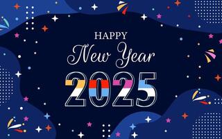 Happy new year 2025 simple flat background vector