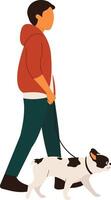 Man Walking with Pet Dog vector