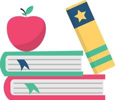 Stack Book Icon with Red Apple vector
