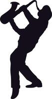 Silhouette of guy playing jazz saxophone vector