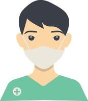 Guy Hospital Staff Character with Green Uniform vector