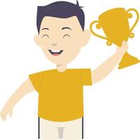 Boy Win Character on White Background vector