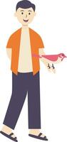 Man with pet dog illustration vector