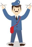 Mailman Cartoon Character with Uniform and Envelope vector