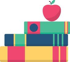 Stack Book Icon with Red Apple vector