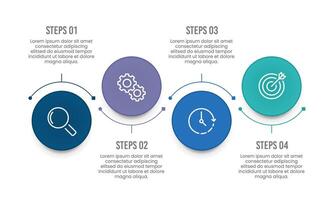 4 Steps circle and curve infographic design for your business data. Presentation, Workflow, Marketing and Strategy. vector