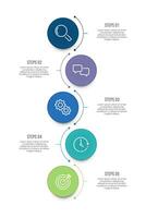 5 Steps circle and curve vertical infographic design for your business data. Presentation, Timeline, Workflow, Marketing and Strategy. vector