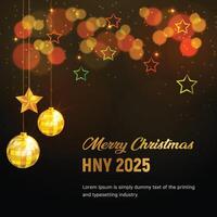 Happy New Year and Merry Christmas Light Effect Background vector