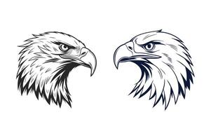 2 Sets of Eagle Face Icon Illustration Art vector
