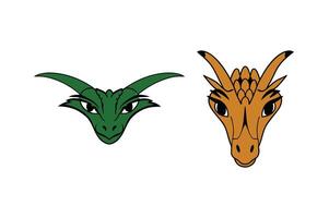 2 Sets of Minimal Dragon Face Logo Illustration Art for Modern Branding vector