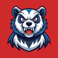 Mascot Panda Face Sharp Teeth Glaring Eyes Illustration Art for Wildlife and Branding vector