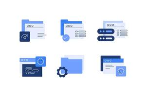 Technical files and folders. Set of small flat illustrations vector