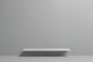 Minimalist White Floating Shelf on Gray Wall vector