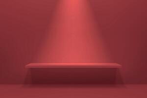 Minimalist Red Floating Shelf with Spotlight Effect vector