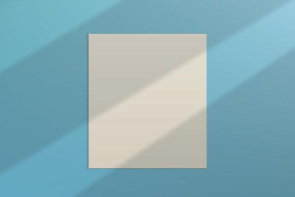 Minimalist White Blank Poster on Blue Background with Light Rays