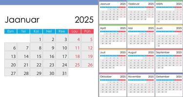 Calendar 2025 on Estonian language, week start on Monday vector