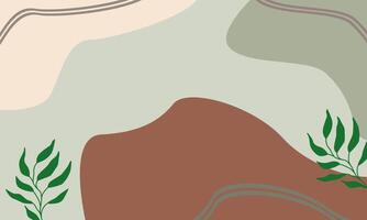 Colored neutral green, cream and red colors background with leaves vector