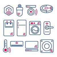 Smart home lines icon set with two main color vector