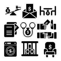 Corruptions monogram flat icons set vector