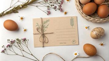 Eco friendly card design with recycled paper and natural elements for sustainable gifting photo